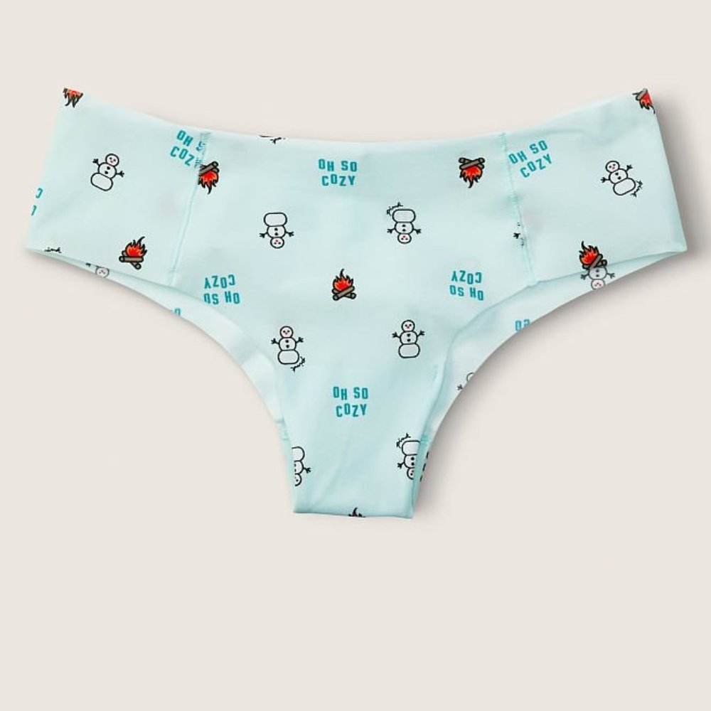 ⛄ VS PINK Snowman No-Show Cheekster Snowmen Campfire Winter Panties Christmas